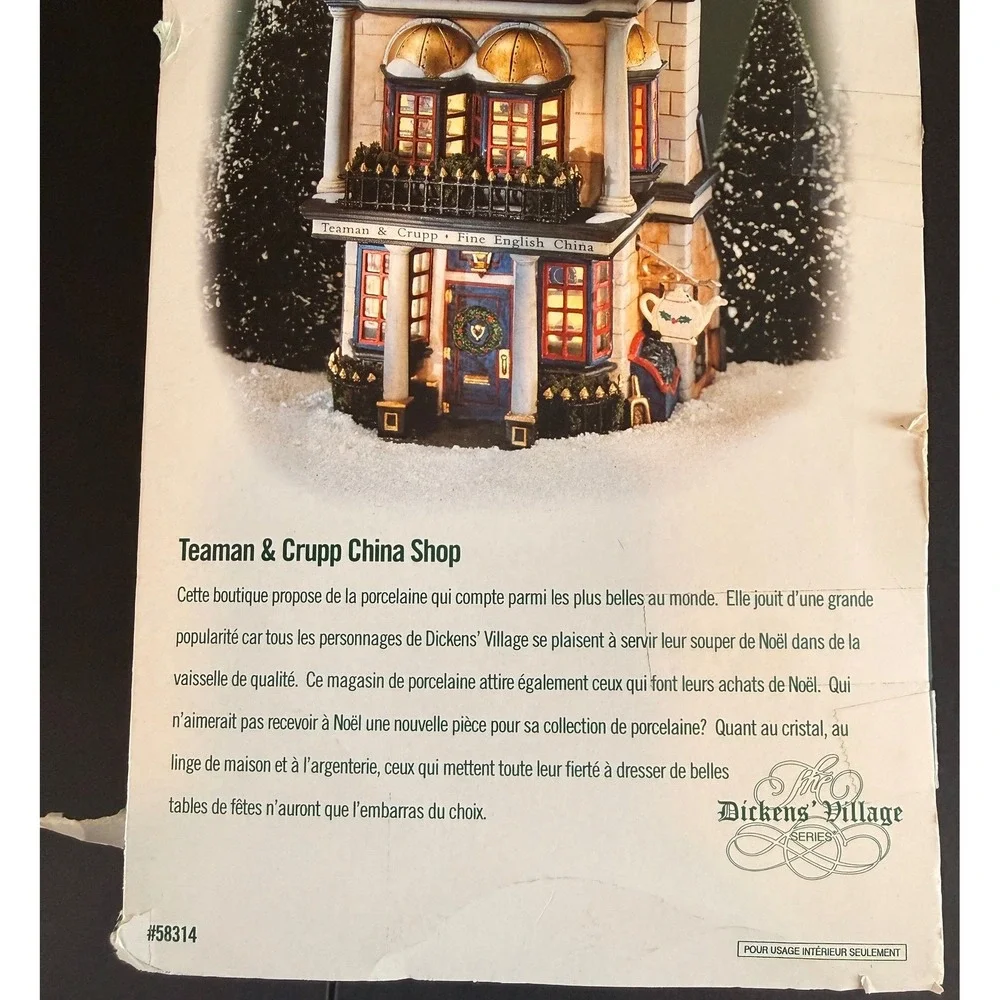 Department 56 Dickens Village Teaman & Crupp China Shop 58314 Lighted‎ Porcelain